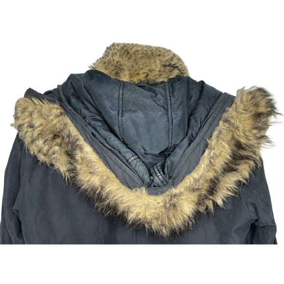 Abercrombie & Fitch Black Brown Fur Hood Zip Up Winter Snow Ski Jacket Womens S - Picture 5 of 12